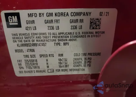 2021 Buick Encore Gx Fwd Preferred from USA, damaged, VIN KL4MMBS24MB147457